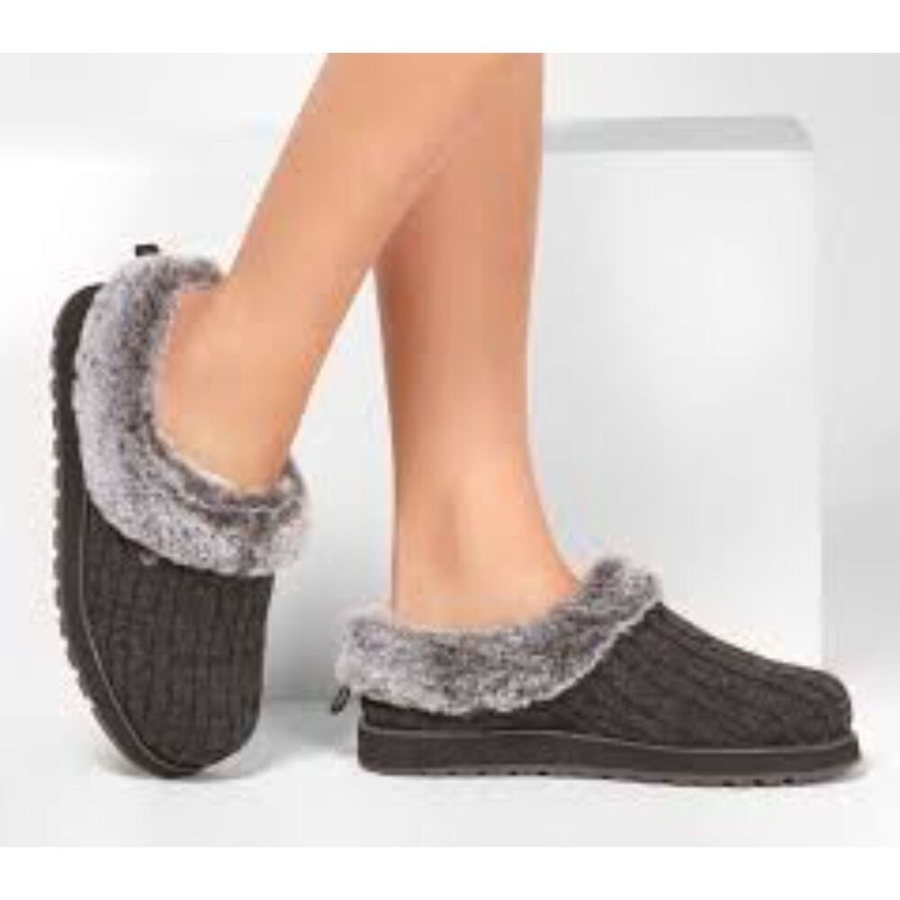 Skechers Bobs Keepsake Light Clog Slippers, Warm Greetings Size 7 Charcoal 31204 - Picture 3 of 11